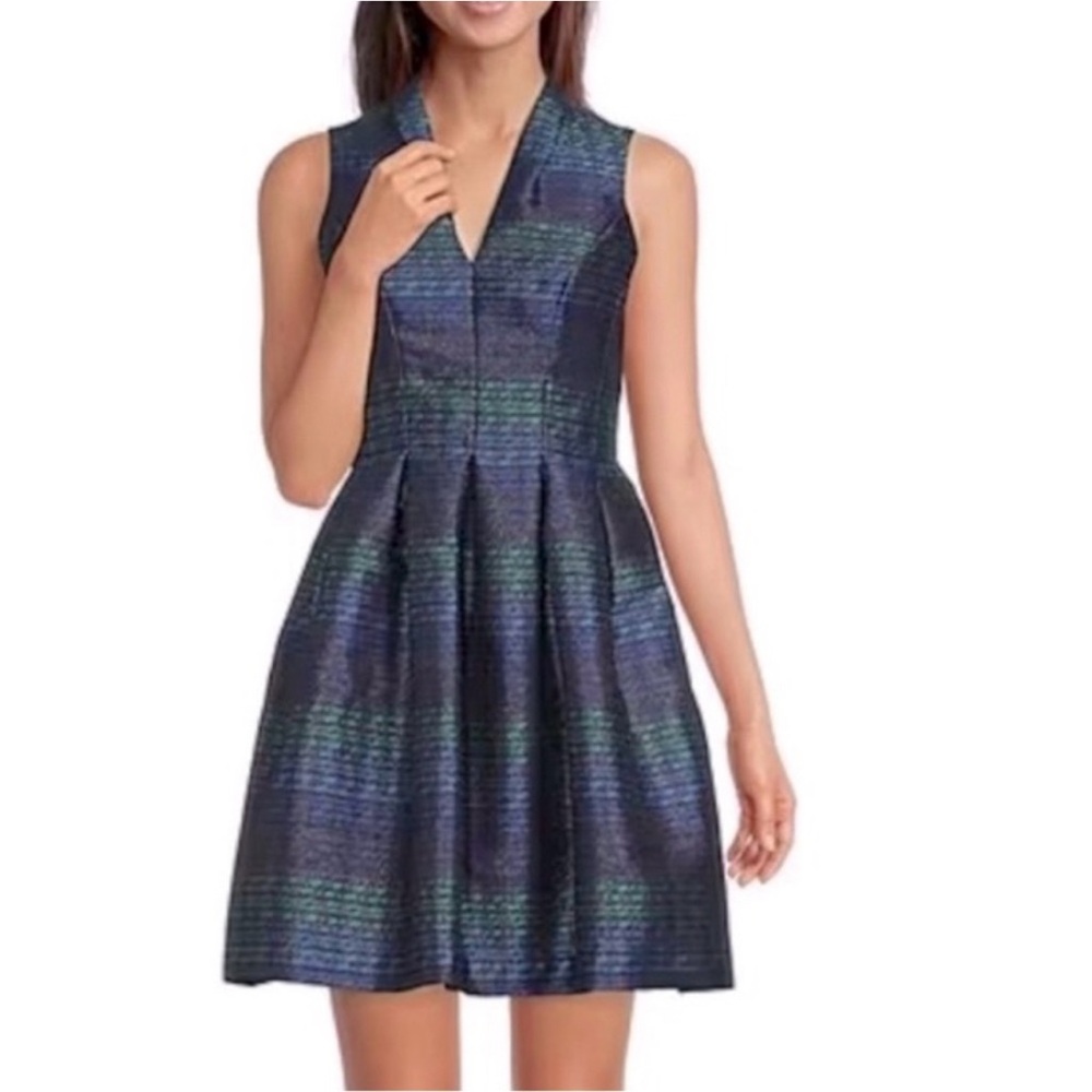 Vince Camuto Blue and Purple Pleated Mini Dress Sz 12 NWOT